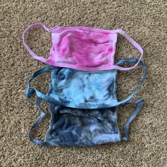NWT blue & pink tie dye cotton face mask bundle - Picture 3 of 13